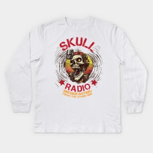 Skull Radio - broadcasting from the other side Kids Long Sleeve T-Shirt